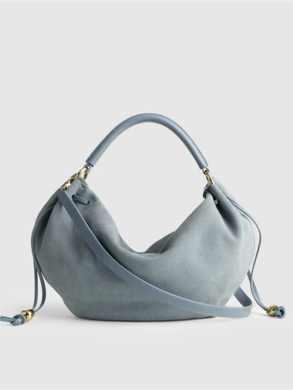 Madewell gathered shoulder bag Soft Suede Hobo Bag in serene Blue